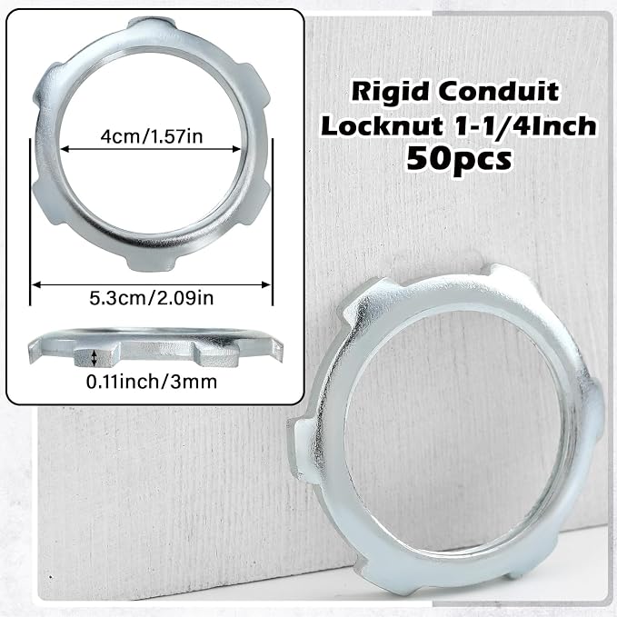 Yaocom 50 Pcs Electrical Conduit Lock Nut Rigid Lock Nut Galvanized Steel - Image 4