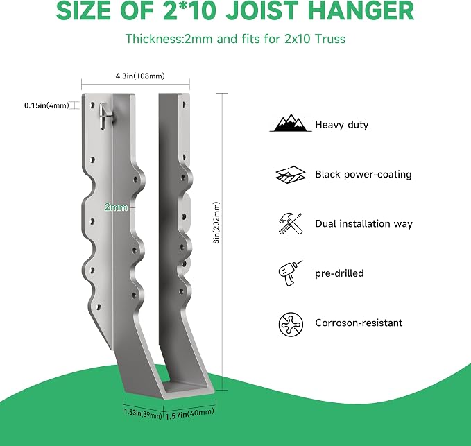 Heavy Duty 2X10 Joist Hanger 14 Gauge LU210 Galvanizing Face Mount Joist Hangers - Image 6