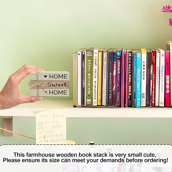Mini Decorative Books For Home Decor, Small Wood Book Stack For Table Decor - Image 2