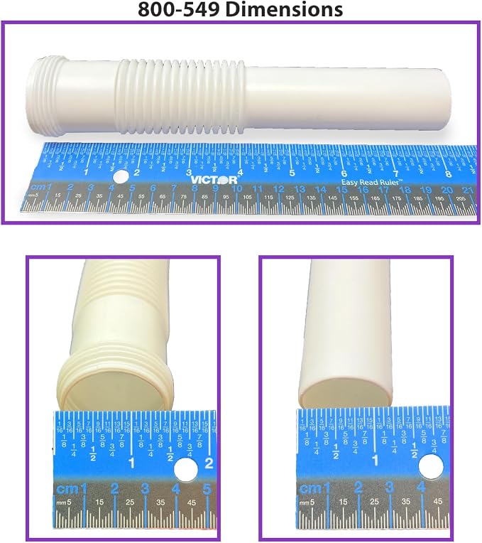 Plastic Drain Extension, 1-1/4 inch x 8 inch White Flexible tube - Image 6