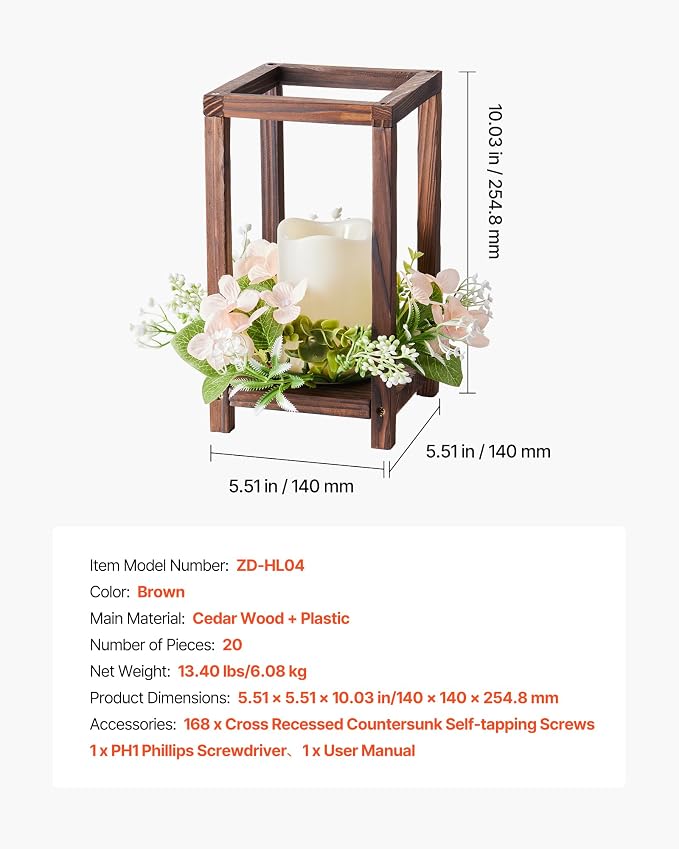 VEVOR 20 Set/60 Pcs Wooden Wedding Lantern Centerpiece, Includes 20 Wooden - Image 7