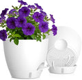 Self Watering Pots with Drainage Holes, 2 Pack 10 Inch Plant Pots with Water by KUGAZ