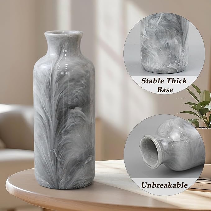 Resin 3 Piece Decorative Vase Set, Mantel and Shelf Decor. Boho Style Vases - Image 3