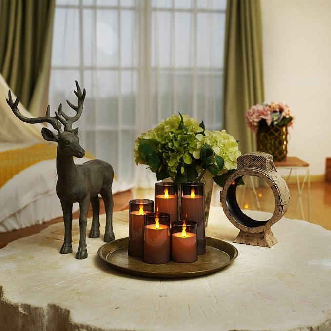 Homemory Gray Flickering Flameless Candles, Battery Operated Acrylic LED Pillar - Image 3