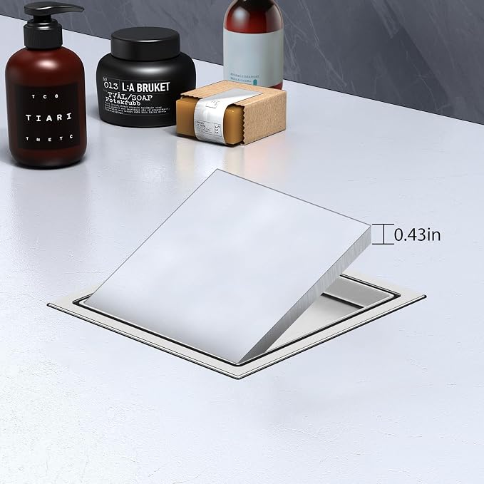 EXF Square Shower Drain 6 Inch Brushed Nickel - Image 4