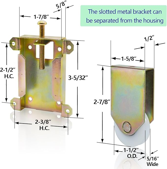 Sliding Mirror Closet Door Rollers Replacement Hardware Fits Contractors Part - Image 2