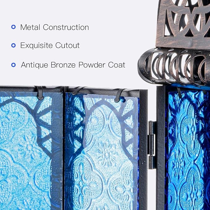 NEEDOMO Hanging Moroccan Lantern, 12.8'' Vintage Candle Holder, Metal Lanterns - Image 4