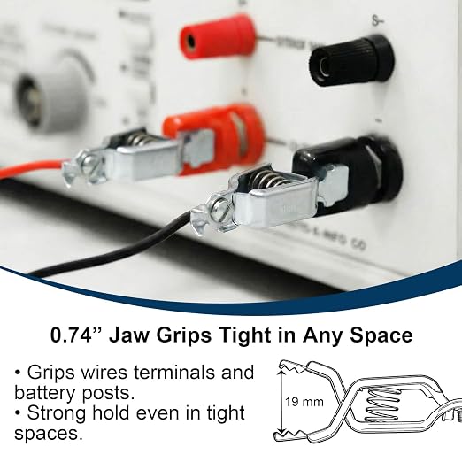 40A Heavy Duty Alligator Clips, Battery Clamps 4 Pack | Strong Stainless Steel - Image 4
