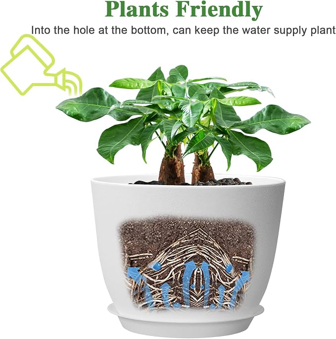 UOUZ 12inch Large Plant Pot, Modern Plastic Planter - Image 4