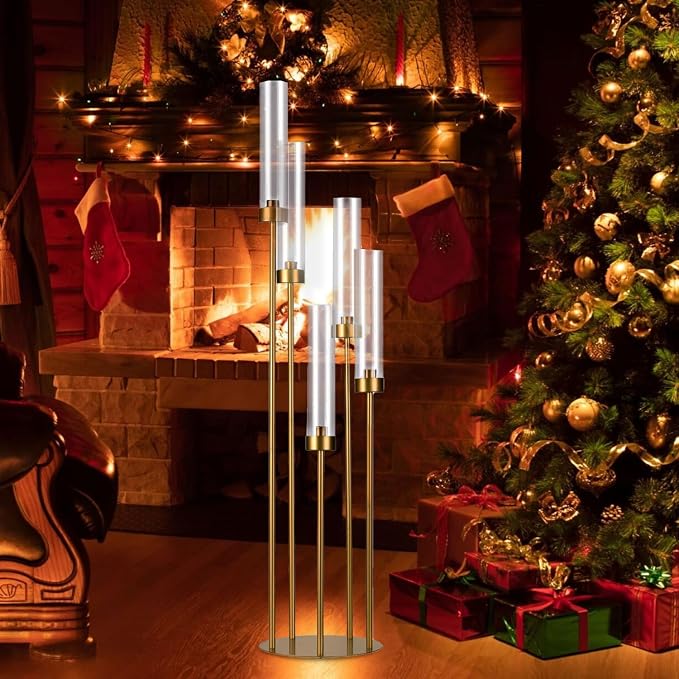 2PCS Gold Floor Candelabra, 5 Arm Candle Holder Tall Floor Candle Holder - Image 8