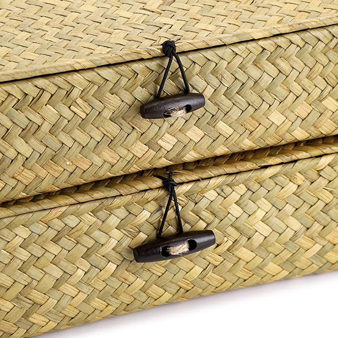 Hipiwe 2 Packs Flat Wicker Basket Box - Image 4