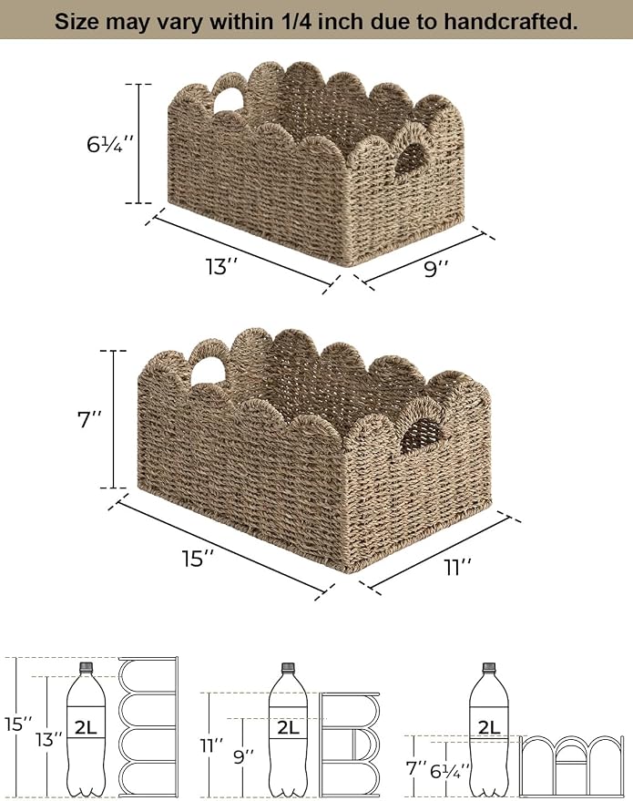 StorageWorks Scalloped Wicker Basket, Woven Baskets - Image 3