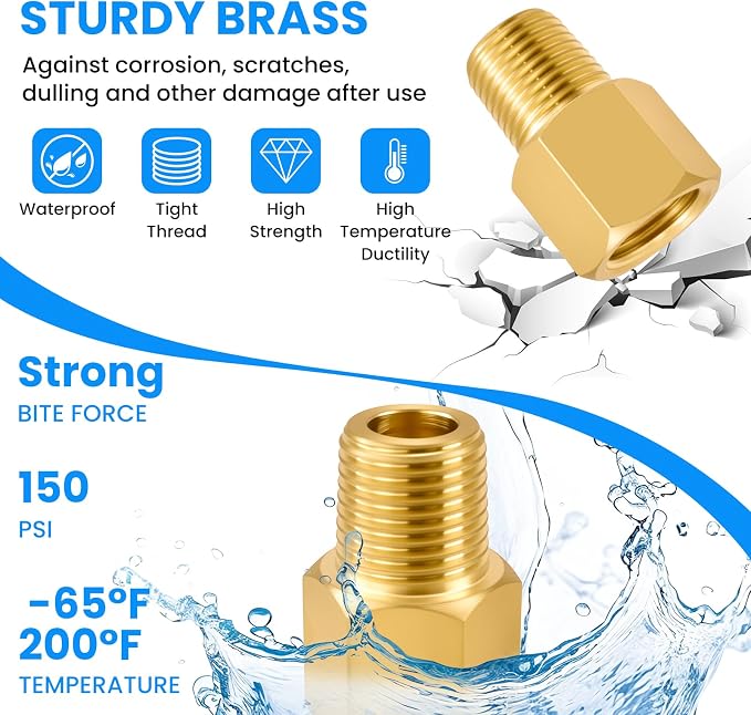 SDTC Tech 2-Pack Brass Pipe Fitting 1/8" NPT Male Thread to 1/8" NPT Female - Image 6