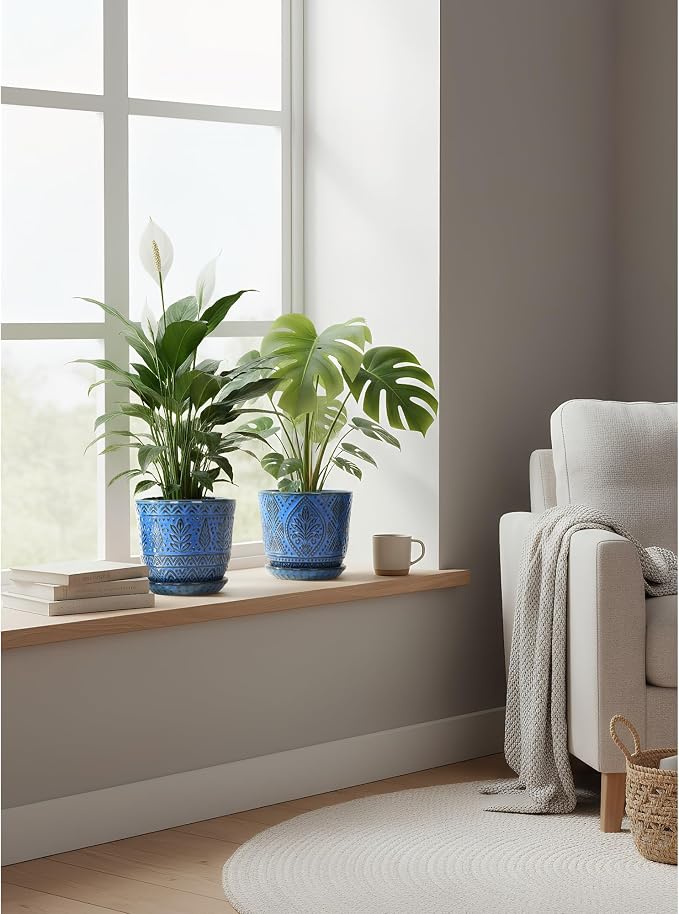 Gepege Ceramic Plant Pots, 6 Inch Indoor Planters - Image 4