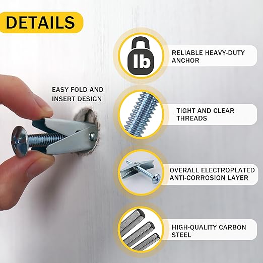 Toggle Bolts for Drywall 30 Sets, 3 Sizes Hollow Wall Anchors Kit - Image 2