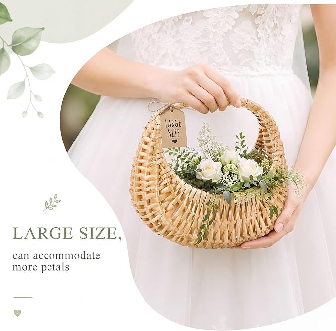 1 Pack Flower Girl Basket with Handle, 8.5 x 8.3 x 5.1 Inch - Image 5