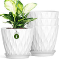 8 Inch Plant Pots 4 Pack Plastic Planters by Areutxbis
