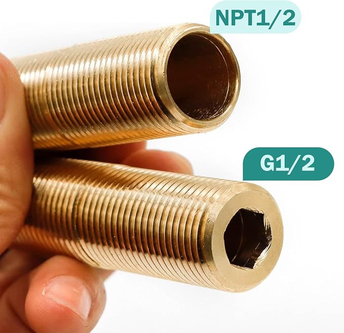 Brass Pipe Adapter Plumbing, G1/2" Male Thread to NPT1/2" Male Pipe Fitting - Image 2