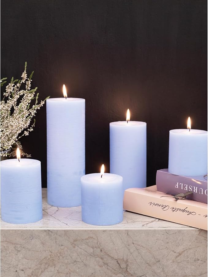 Assorted Pillar Candles Set of 3 – Sizes 3", Rustic Finish Long Burning - Image 7