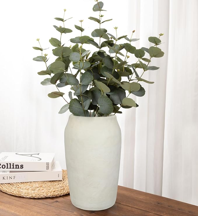 Briful 12'' Large Ceramic Rustic Vases Shabby Vintage Textured, 4.36'' Wide - Image 6