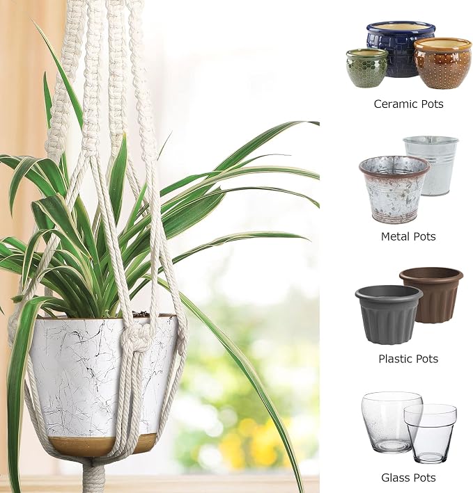 MIPON 3 Pack Macrame Plant Hangers, Hanging Planters - Image 3