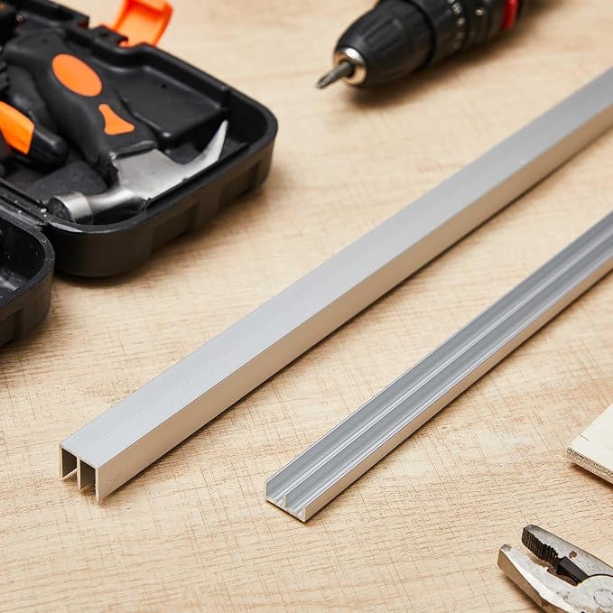 1 Set 4 ft Silver Aluminum Sliding Door Track Set - Image 7