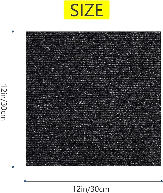 15pc 12" x 12" Self-Adhesive Carpet Tiles, Economical Temporary Flooring - Image 2
