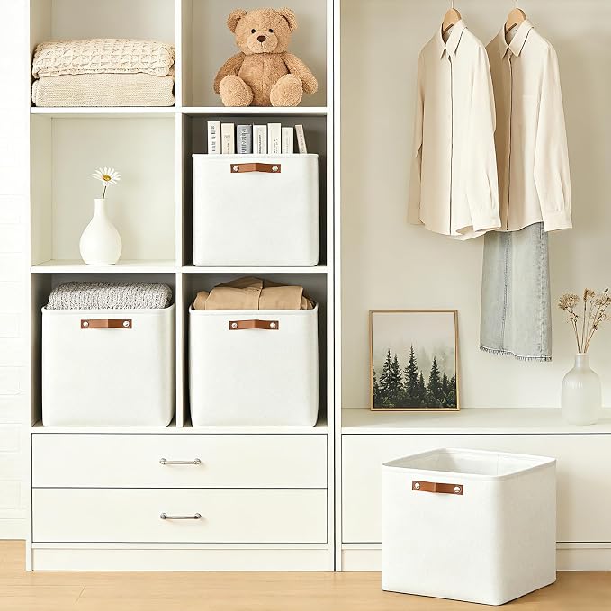 13x13 Cube Storage Bins, Collapsible Fabric Storage Box, 4 Pack Closet Baskets - Image 2
