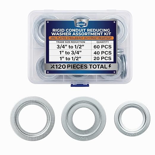 120-Piece Rigid Conduit Reducing Washer Assortment Kit, 3 Sizes | Trade sizes: by GWNF