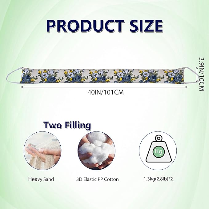 2 Pack 40 Inch 4 Inch Wide Under Door Blocker Door Draft Stopper, Bottom - Image 2