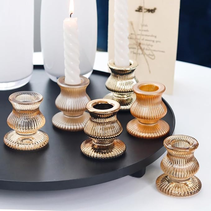 WDHODEC Gold Candlestick Holders 12PCS Glass Taper Candle Holders - Image 2