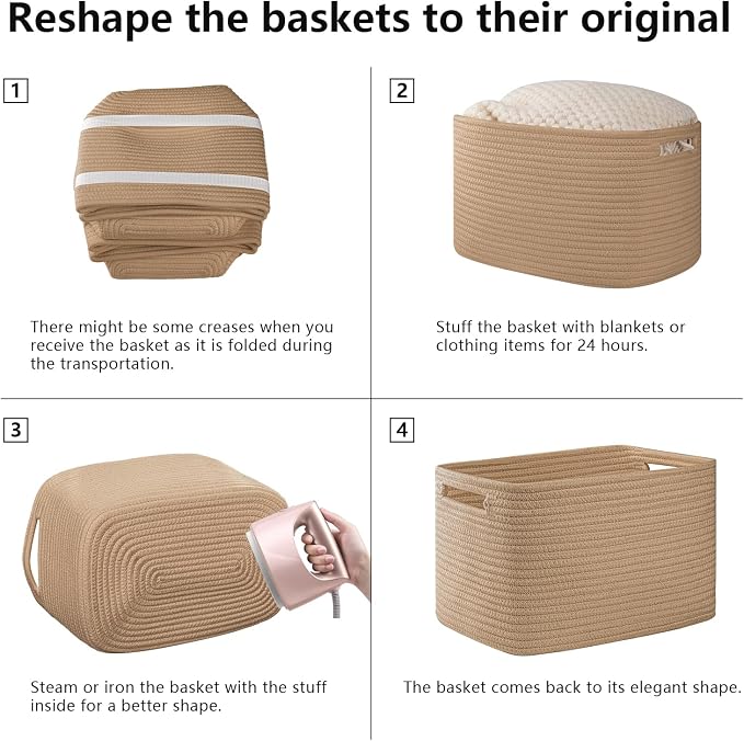 OIAHOMY 4 Pack Storage Baskets for Organizing 15L Cube Storage Bins Yellow | - Image 7