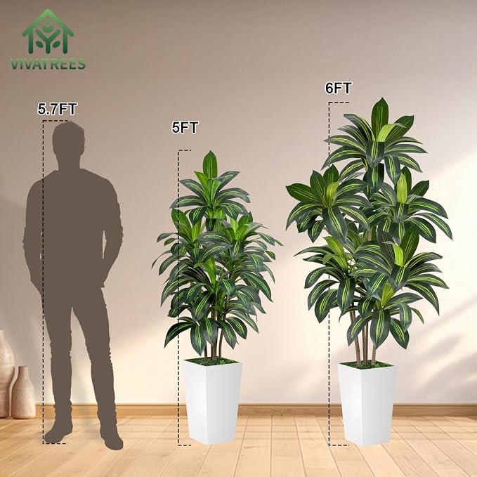 VIVATREES Dracaena Tree 6FT Artificial, 72in Tall Faux Dracaena Tree - Image 8