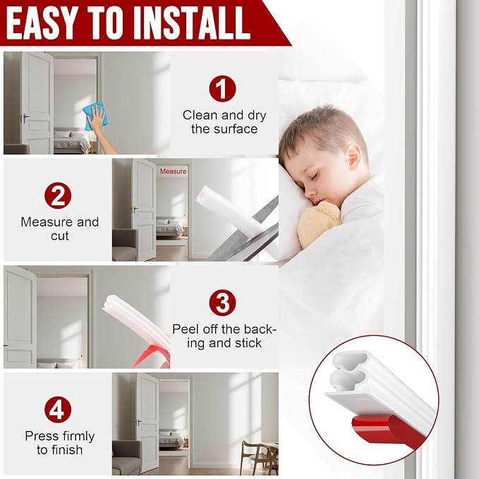 alophoty Door Weather Stripping Door Seal Strip, 0.39"×0.39" | Self-Adhesive - Image 8
