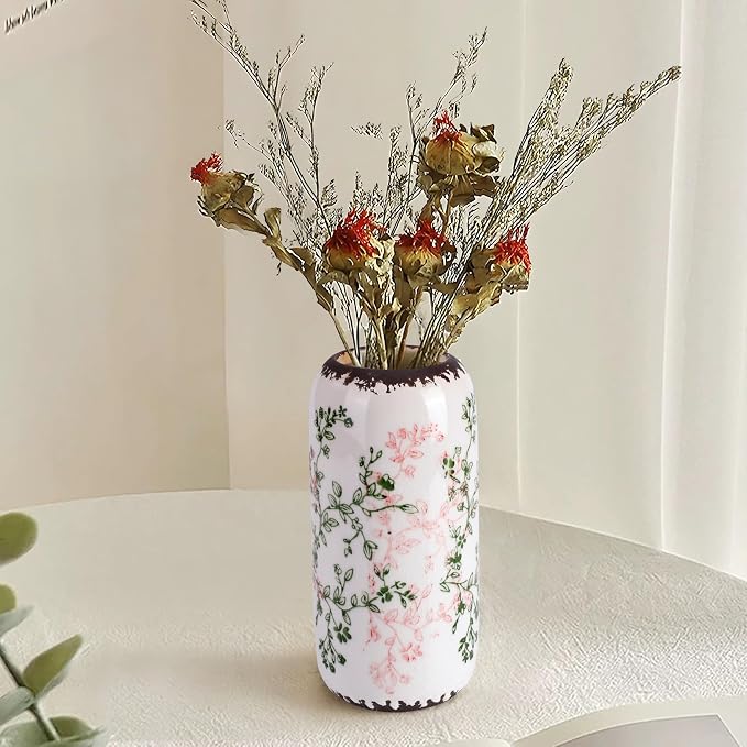 Ceramic Vase for Flowers – Modern Small Ribbed Textured Flower Vase for Home - Image 2