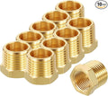 10 Pack Male to FeMale Adapter, 1/2" NTP Male x 3/8" NTP Female Brass Hex by Rebower