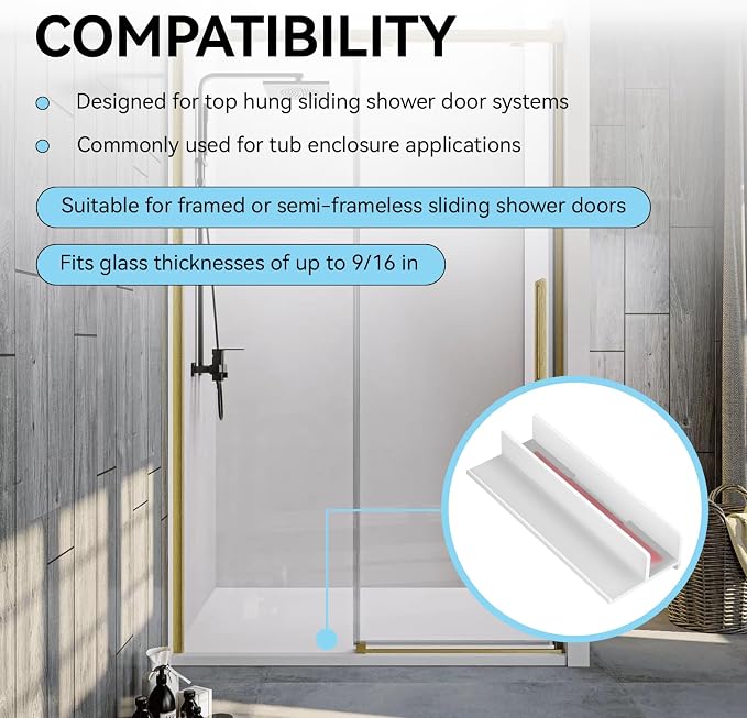 M6221 Sliding Shower Door Bottom Track Guide, 5/8 in. Channels, Glass Shower - Image 2