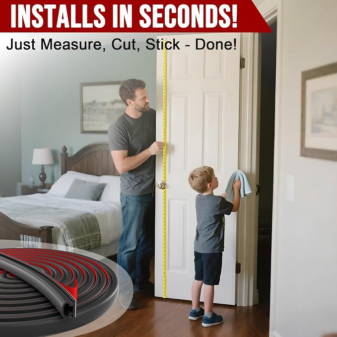 alophoty Door Weather Stripping Door Seal Strip, 0.35"x0.24" | Self-Adhesive - Image 7