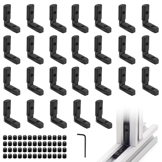 24pcs 3030 Extrusion Connector Corner Bracket Joint Black | 3030 Extruded by SeekLiny