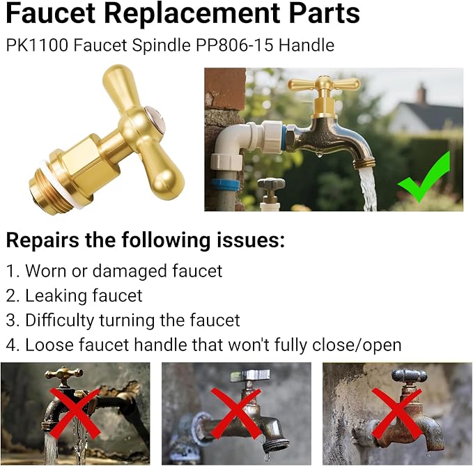 Brass Globe Valve Faucet Stem and Bonnet Replacement Kit PP806-15 - Image 5