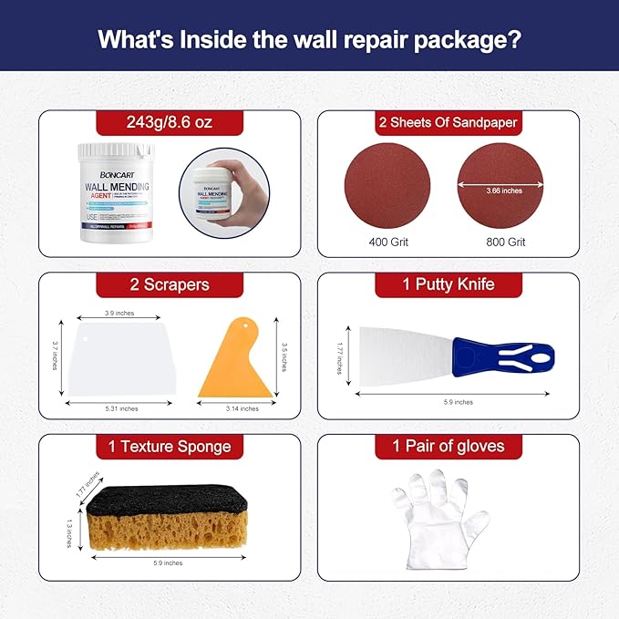 BONCART 8.6Oz Drywall Patch Repair Kit – Professional All-in-1 Tool Set | - Image 4