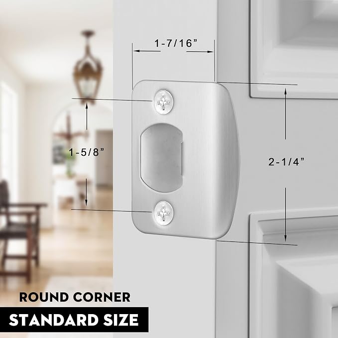 Door Strike Plate for Interior Doors, Brushed Nickel, 2 Pack | 2-1/4"x1-3/4" - Image 3