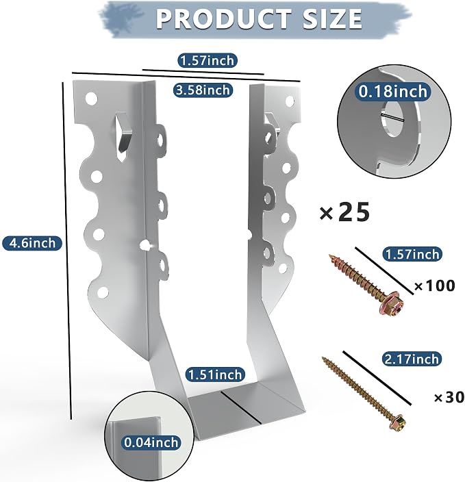 25 Pack 2x6 Joist Hangers with Screws - Image 2