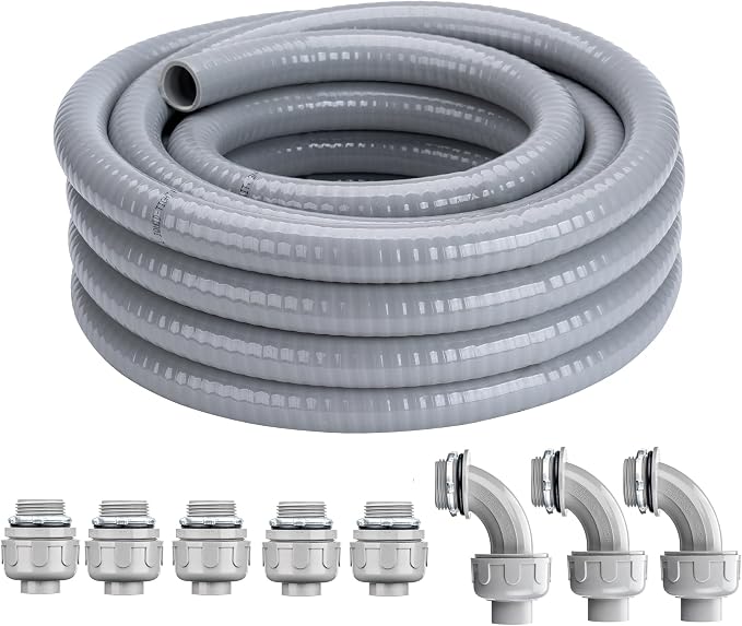 1 Inch 50 FT Liquid-Tight Conduit and Connector Kit | Non Metallic Flexible by ProfessionalBrand