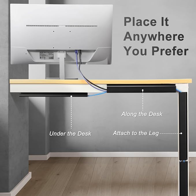 Cable Management Under Desk 94.5in J Channel, ZhiYo Cord Organizer - Image 3