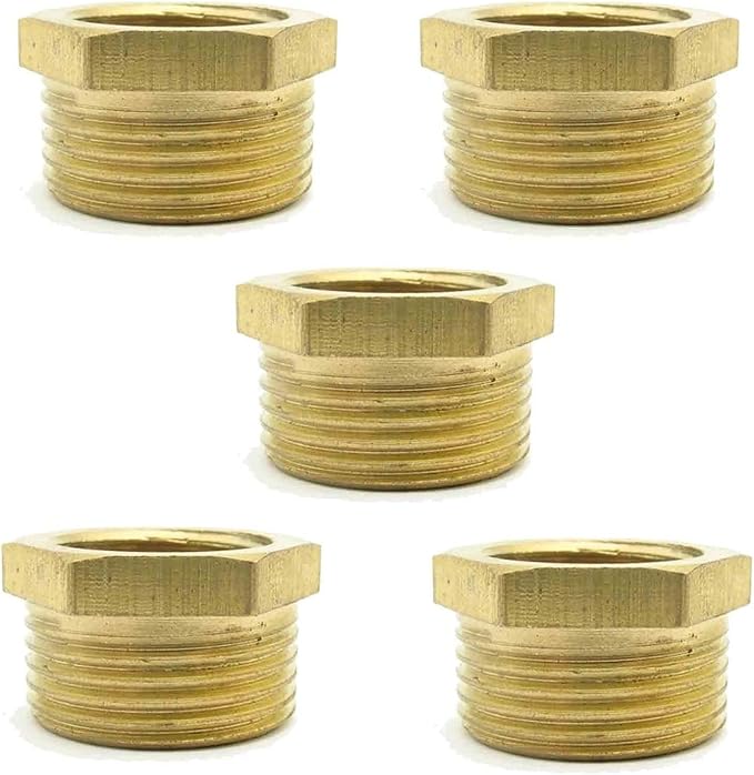 5PCS Brass Reducer Bushing M10 M14 M20 Metric Male to Female Thread Reducing by Unknown