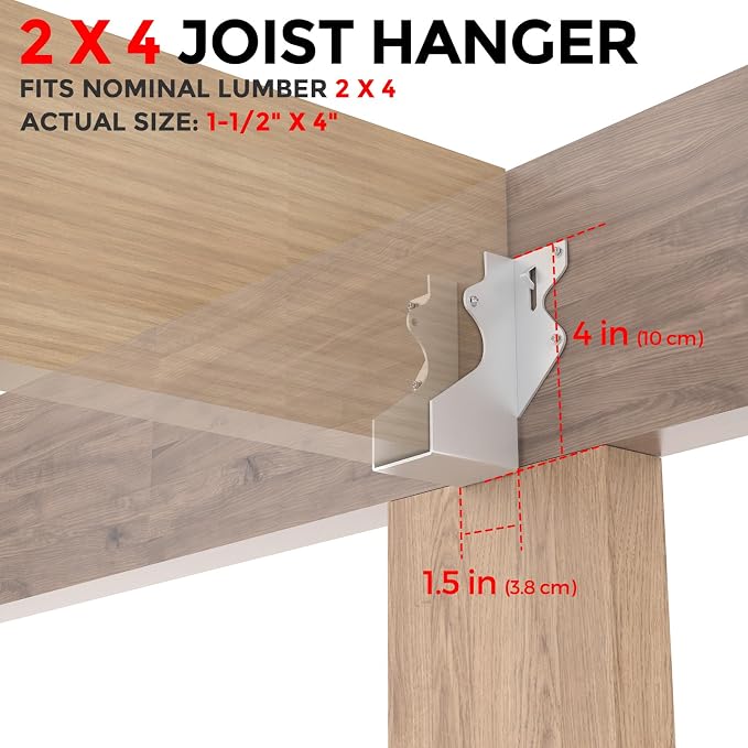 20 Pcs 2x4 Joist Hangers for Wood, 18 Gauge Metal Face Mount Joist Hanger - Image 6