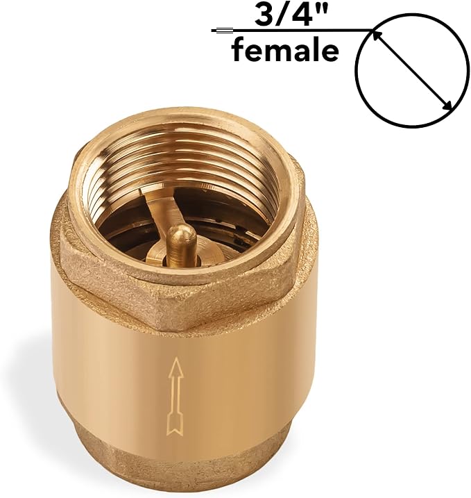Brass One Way Check Valve 3/4" Female Backflow Preventer, Check Valve - Image 2