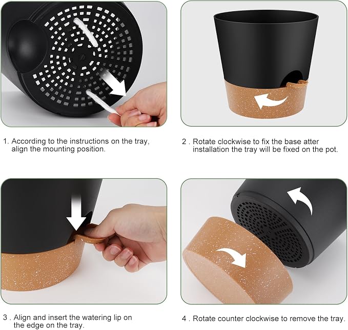 YNNICO 10-Inch Plant Pots, Self-Watering Planters - Image 2