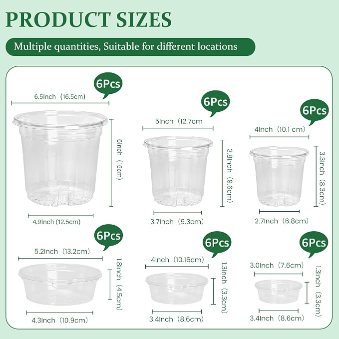 Bluepro Self Watering Pots for Indoor Plants, 4/5/6.5 Inch, 6 Each of Three - Image 2